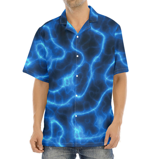 Blue Plasma Print Aloha Shirt