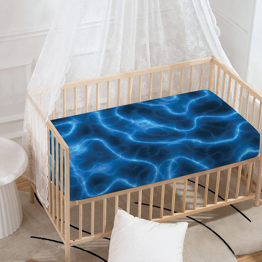 Blue Plasma Print Baby Crib Sheet