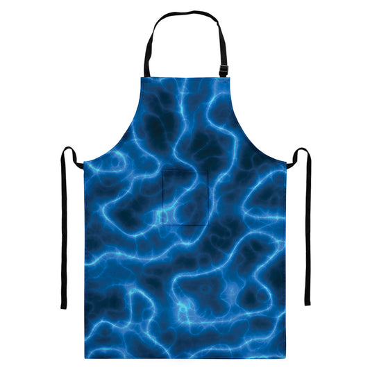 Blue Plasma Print Bib Apron With Pocket