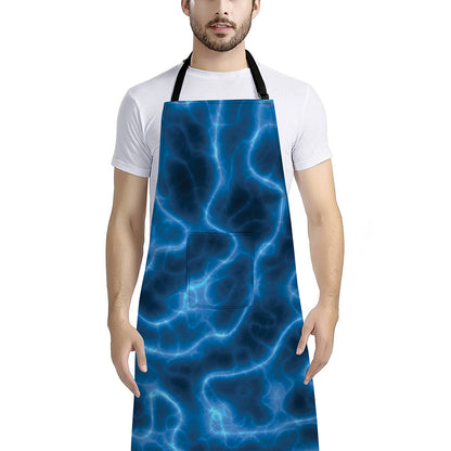Blue Plasma Print Bib Apron With Pocket