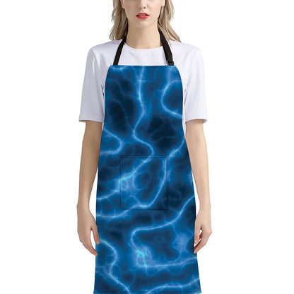 Blue Plasma Print Bib Apron With Pocket