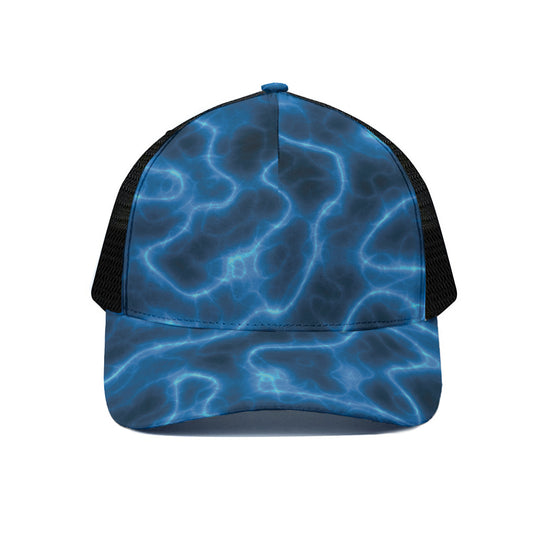 Blue Plasma Print Black Mesh Trucker Cap
