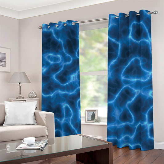 Blue Plasma Print Blackout Grommet Curtains