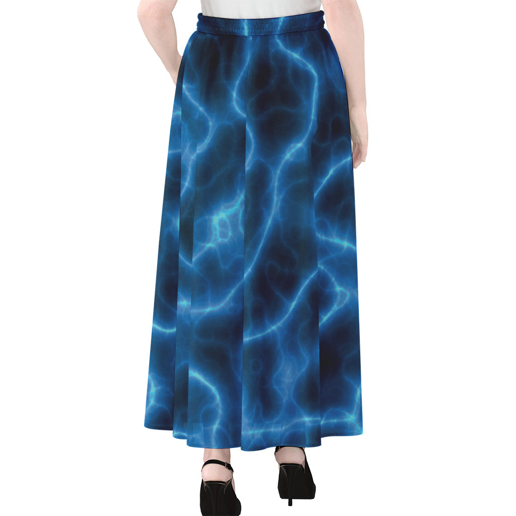 Blue Plasma Print Chiffon Maxi Skirt