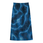 Blue Plasma Print Cotton Front Slit Maxi Skirt