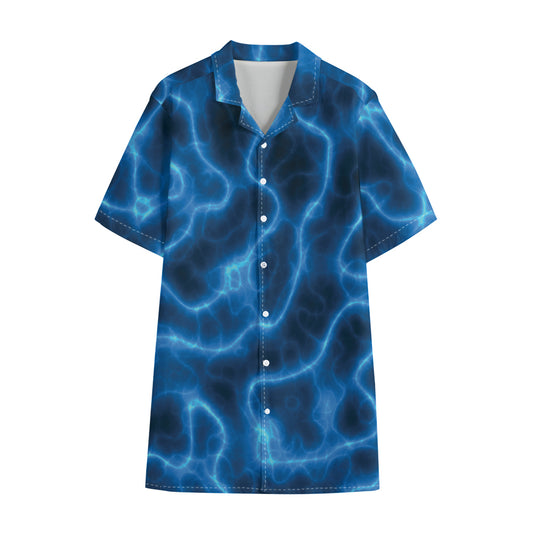 Blue Plasma Print Cotton Hawaiian Shirt