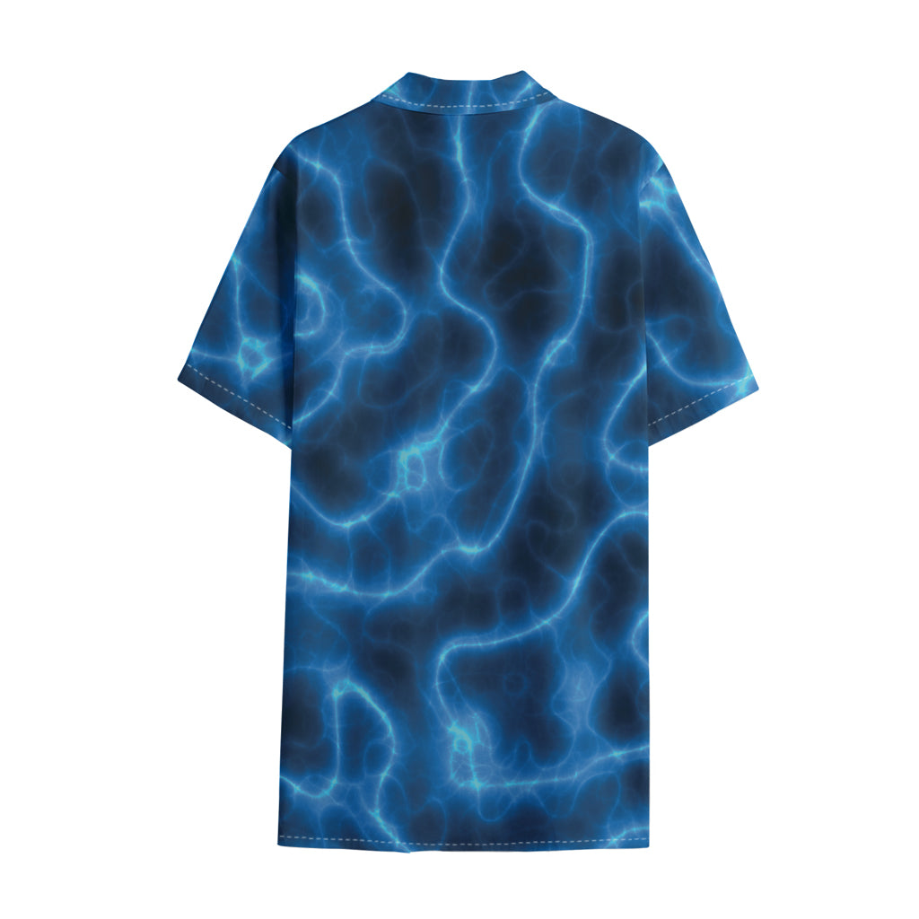 Blue Plasma Print Cotton Hawaiian Shirt