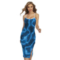 Blue Plasma Print Cross Back Cami Dress