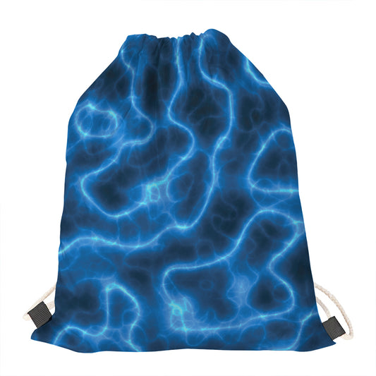 Blue Plasma Print Drawstring Bag