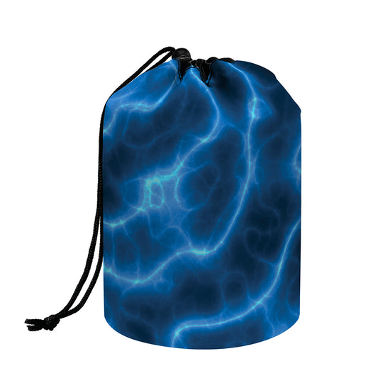 Blue Plasma Print Drawstring Makeup Bag