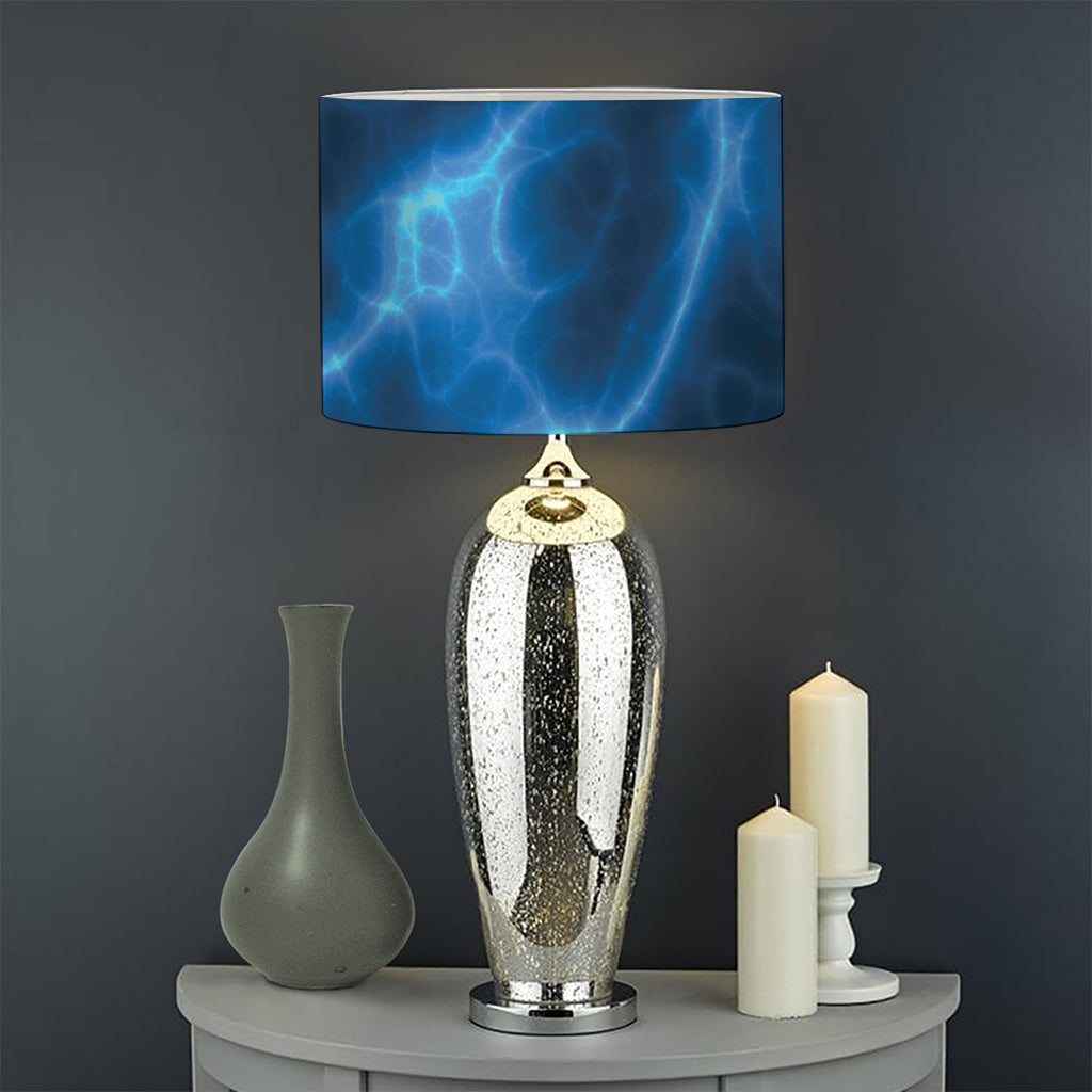 Blue Plasma Print Drum Lamp Shade