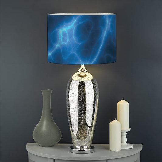 Blue Plasma Print Drum Lamp Shade