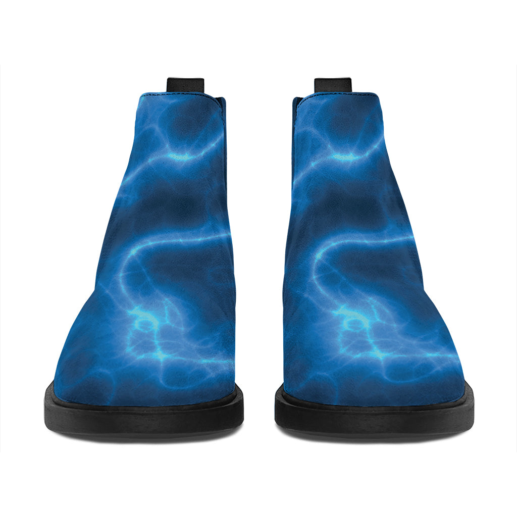 Blue Plasma Print Flat Ankle Boots