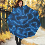 Blue Plasma Print Foldable Umbrella