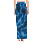 Blue Plasma Print High Slit Maxi Skirt