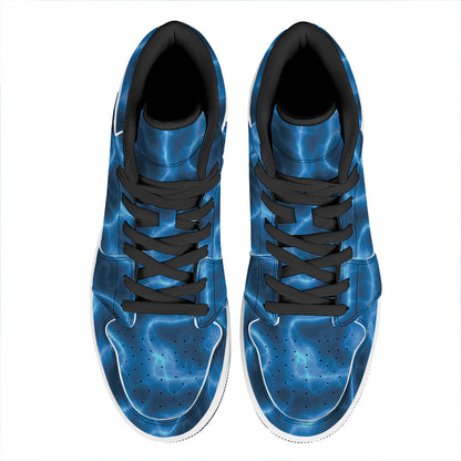Blue Plasma Print High Top Leather Sneakers