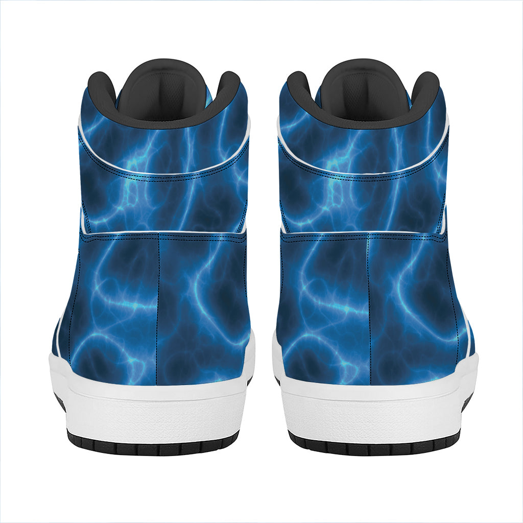Blue Plasma Print High Top Leather Sneakers