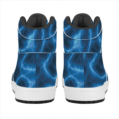 Blue Plasma Print High Top Leather Sneakers