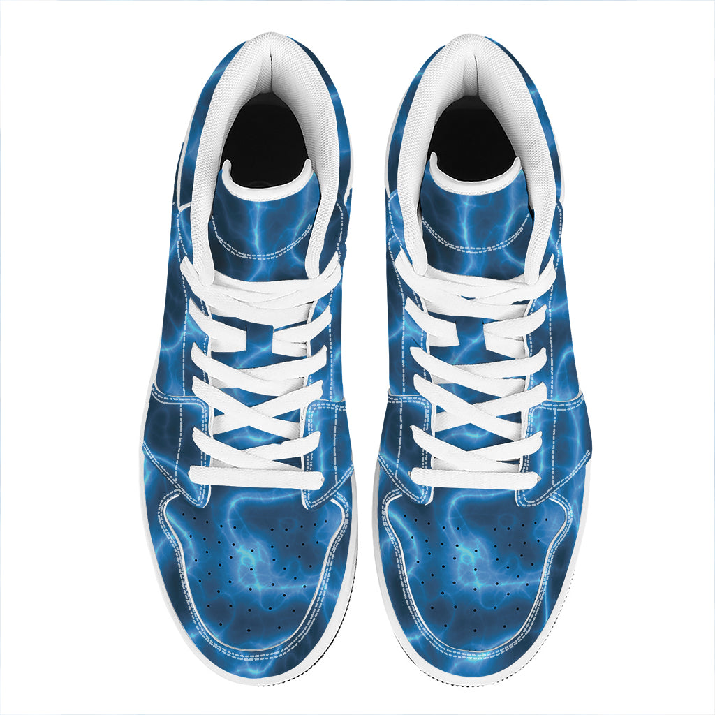 Blue Plasma Print High Top Leather Sneakers