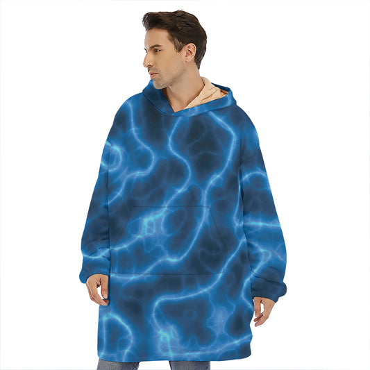 Blue Plasma Print Hoodie Blanket