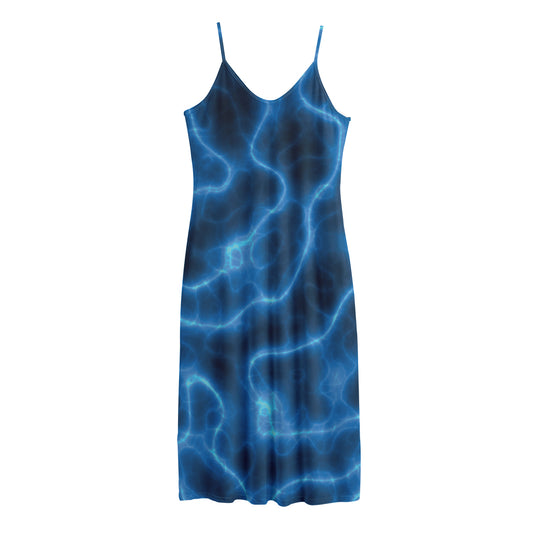 Blue Plasma Print Jersey Midi Cami Dress