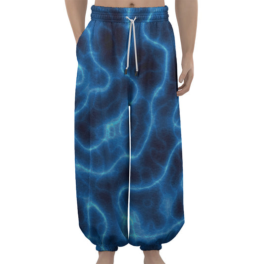 Blue Plasma Print Lantern Pants