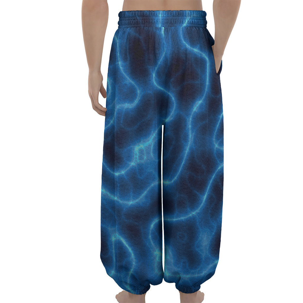 Blue Plasma Print Lantern Pants