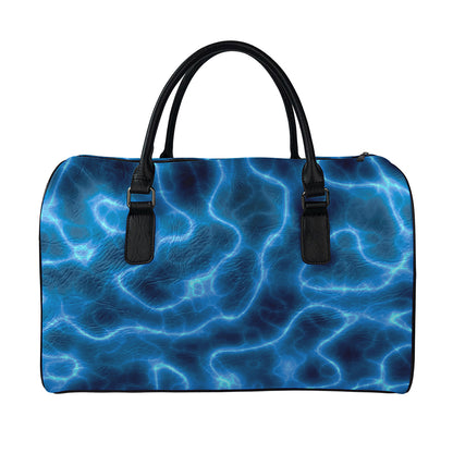 Blue Plasma Print Leather Duffle Bag