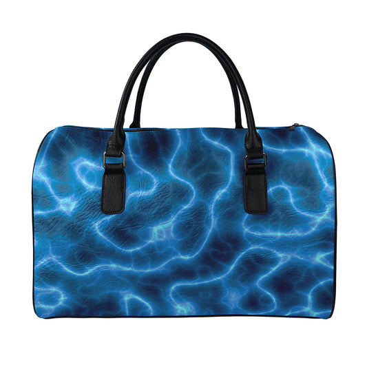 Blue Plasma Print Leather Duffle Bag