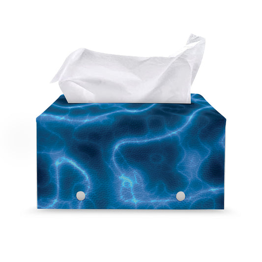 Blue Plasma Print Leather Tissue Box Cover