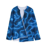 Blue Plasma Print Long Sleeve Short Coat