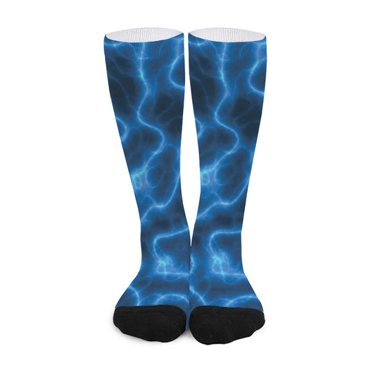 Blue Plasma Print Long Socks