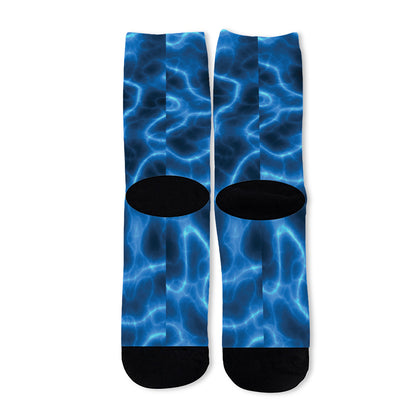Blue Plasma Print Long Socks