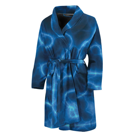 Blue Plasma Print Men's Bathrobe