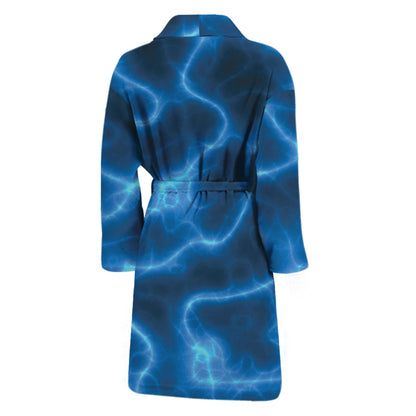 Blue Plasma Print Men's Bathrobe
