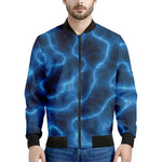 Blue Plasma Print Men's Bomber Jacket