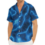 Blue Plasma Print Men's Deep V-Neck Shirt