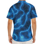 Blue Plasma Print Men's Deep V-Neck Shirt