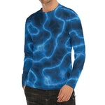 Blue Plasma Print Men's Long Sleeve Rash Guard