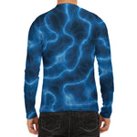 Blue Plasma Print Men's Long Sleeve Rash Guard