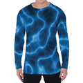Blue Plasma Print Men's Long Sleeve T-Shirt