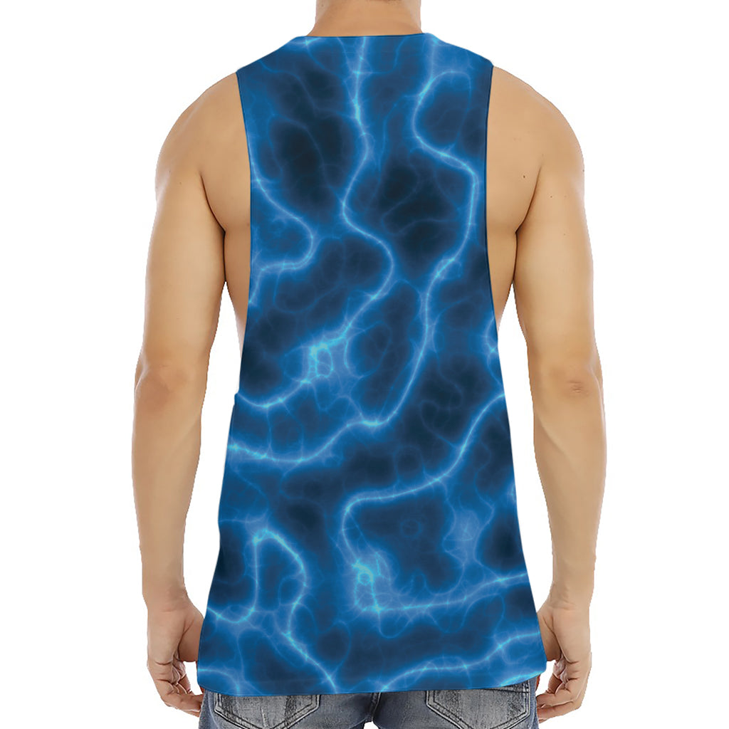 Blue Plasma Print Men's Muscle Tank Top