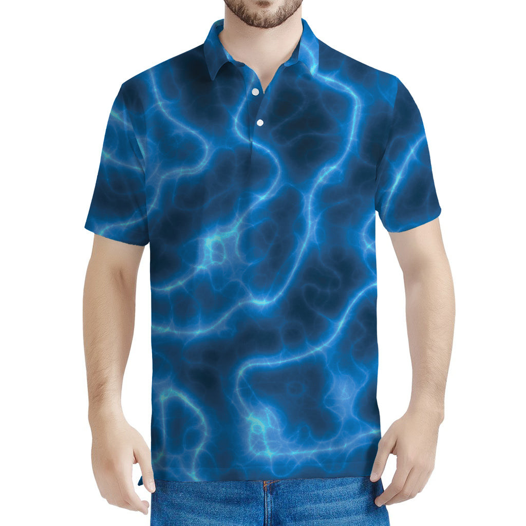 Blue Plasma Print Men's Polo Shirt