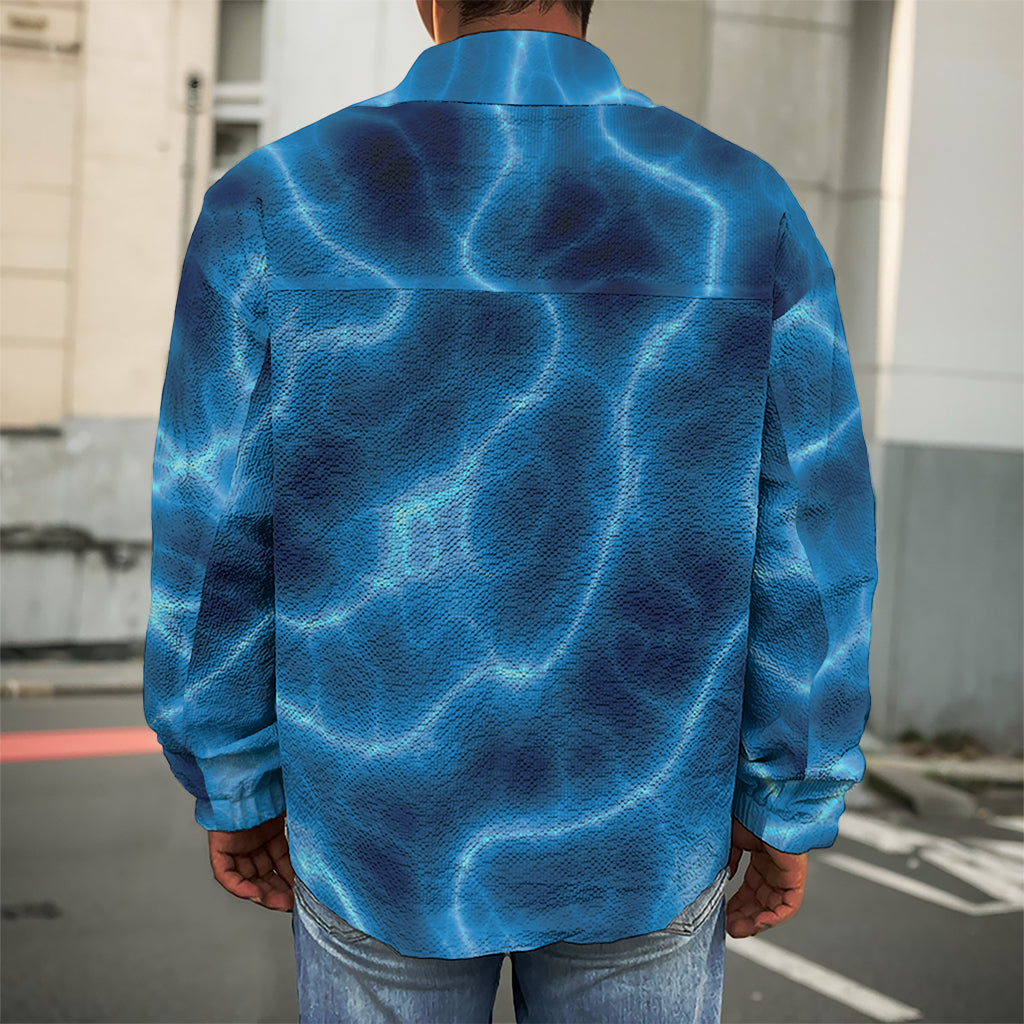 Blue Plasma Print Men's Shirt Jacket