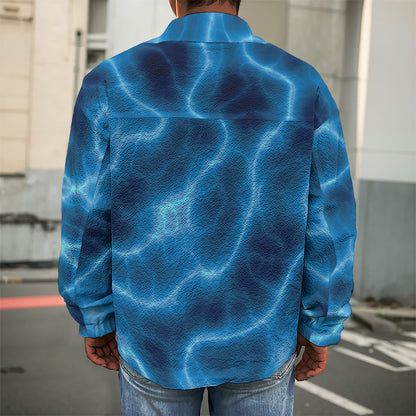 Blue Plasma Print Men's Shirt Jacket