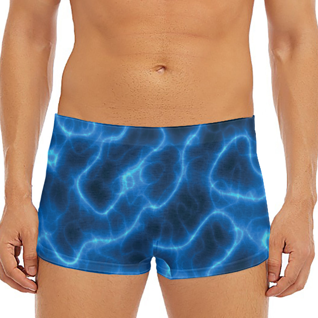 Blue Plasma Print Men's Short Boxer Briefs