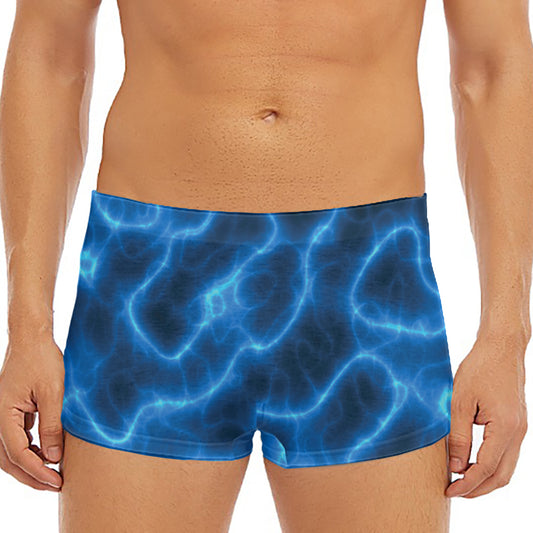 Blue Plasma Print Men's Short Boxer Briefs
