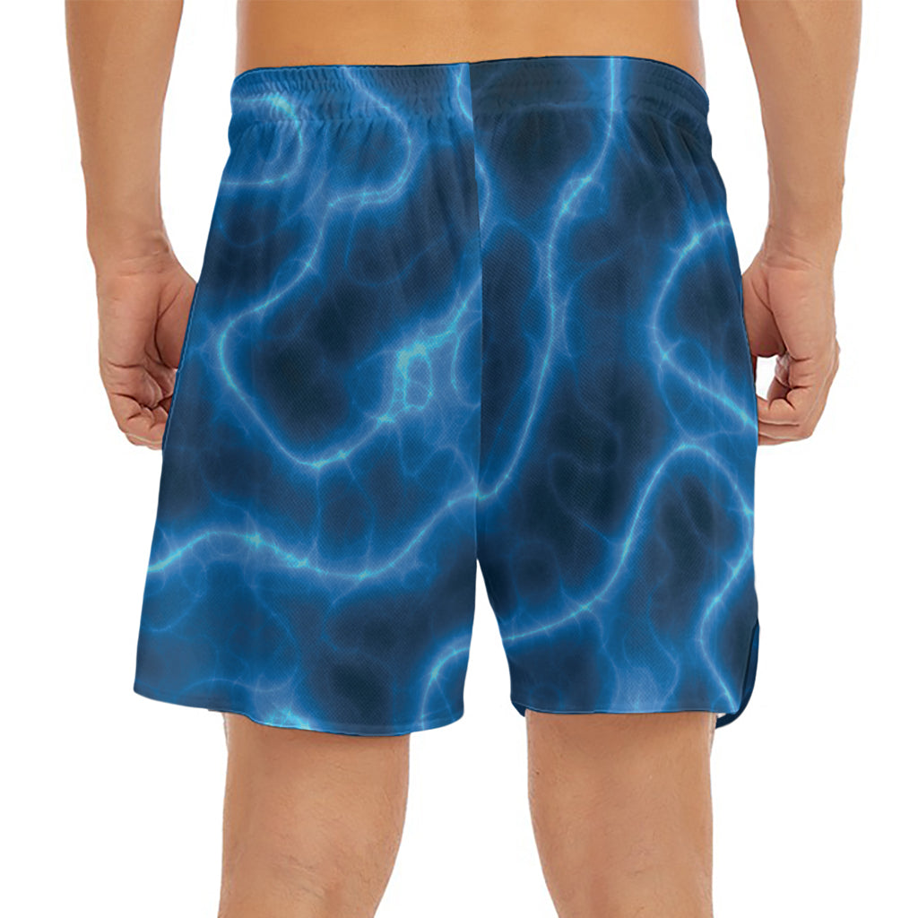 Blue Plasma Print Men's Split Running Shorts