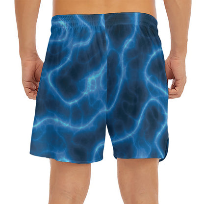 Blue Plasma Print Men's Split Running Shorts
