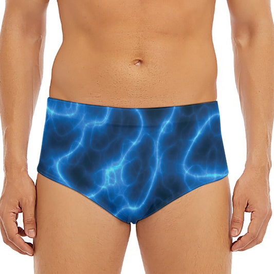 Blue Plasma Print Men's Triangle Swim Briefs